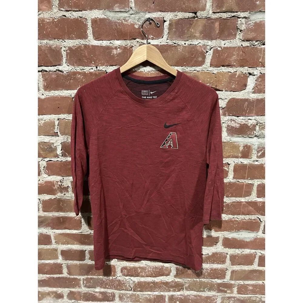 Nike Mens Red Arizona Diamondback 3/4 Sleeve T-shirt Size Medium